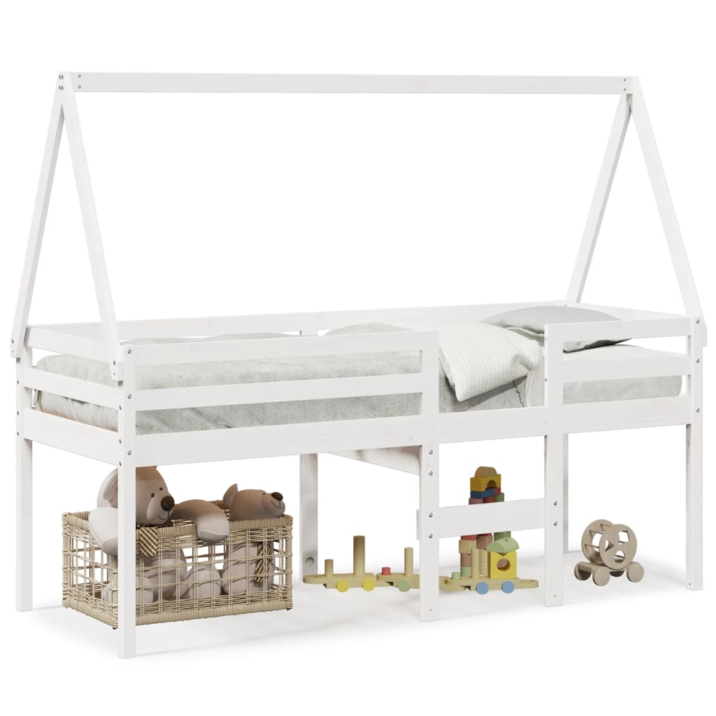 Lit haut sans matelas blanc 90x190 cm bois de pin massif - XIOS