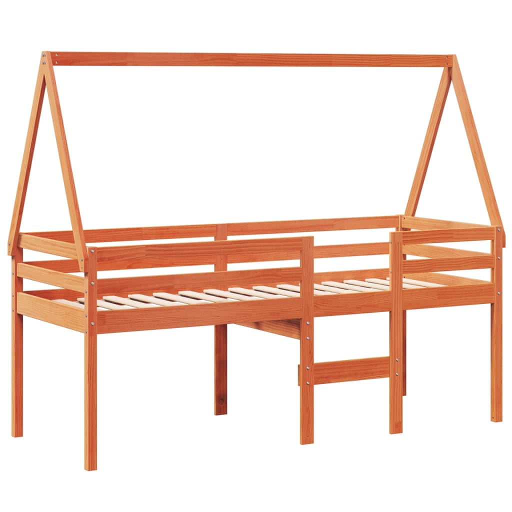 Lit haut sans matelas cire marron 90x190 cm bois de pin massif - XIOS