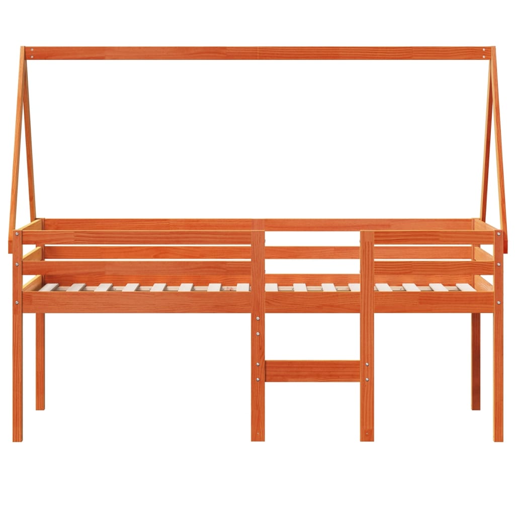 Lit haut sans matelas cire marron 90x190 cm bois de pin massif - XIOS