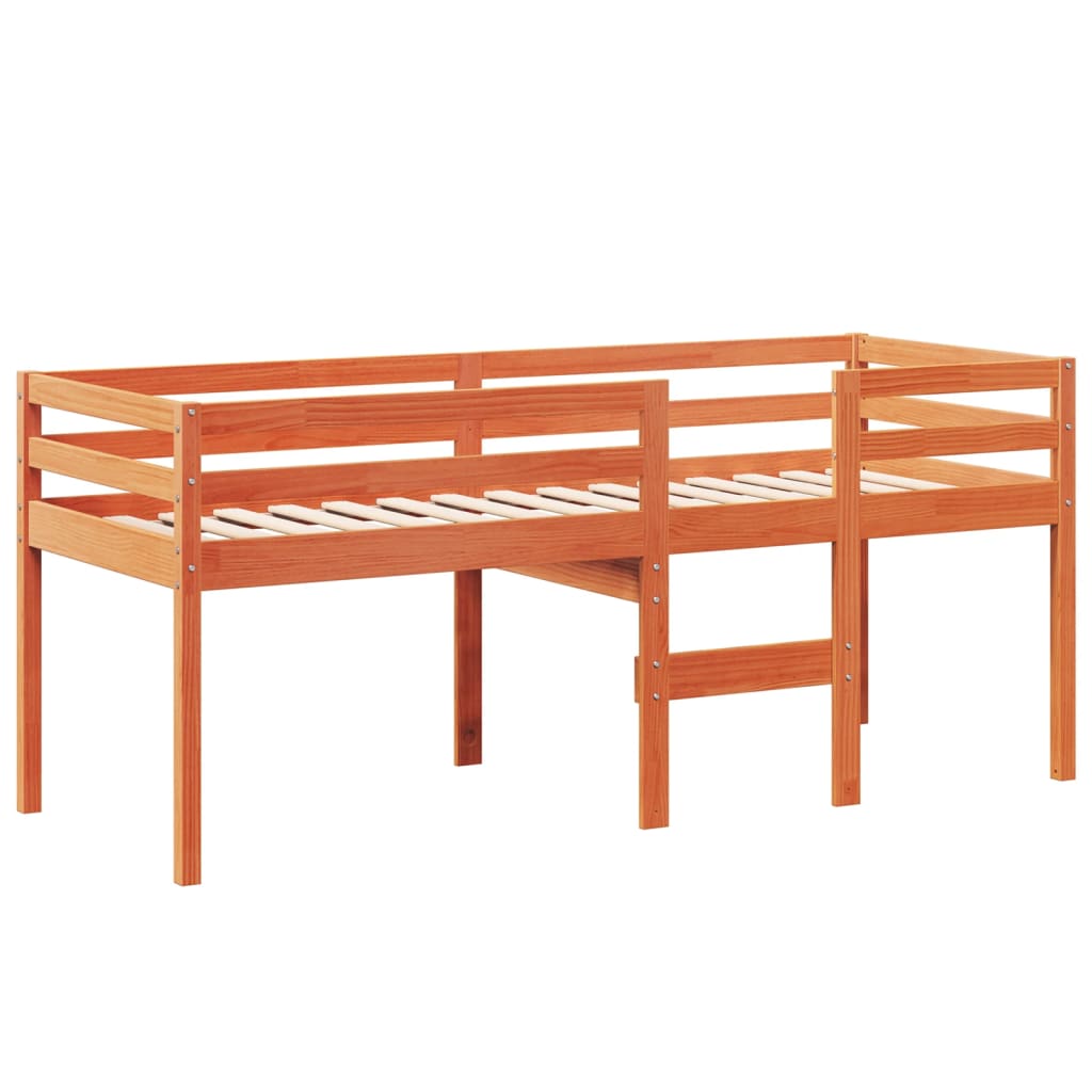 Lit haut sans matelas cire marron 90x190 cm bois de pin massif - XIOS