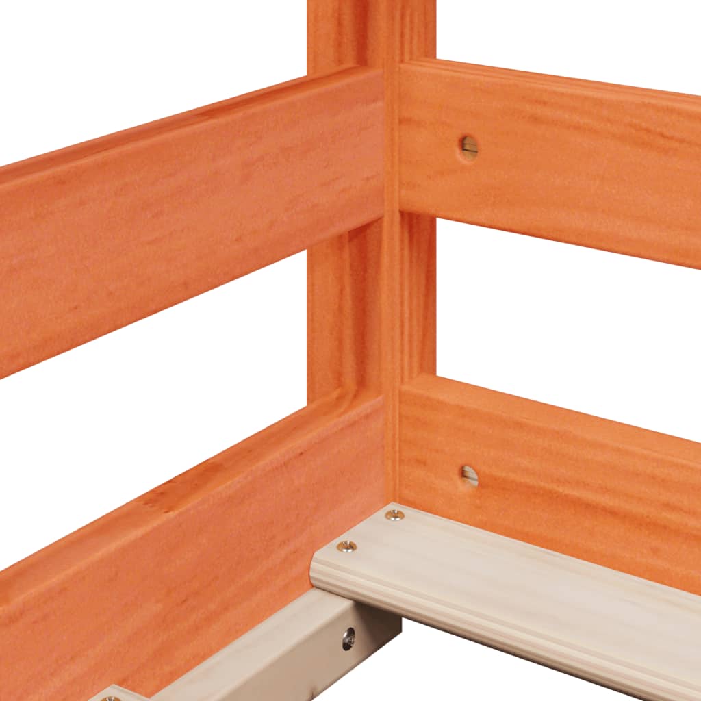Lit haut sans matelas cire marron 90x190 cm bois de pin massif - XIOS