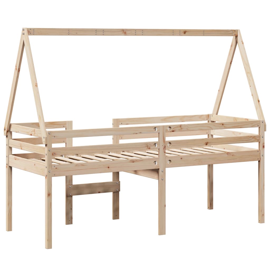Lit haut sans matelas 75x190 cm bois de pin massif - XIOS