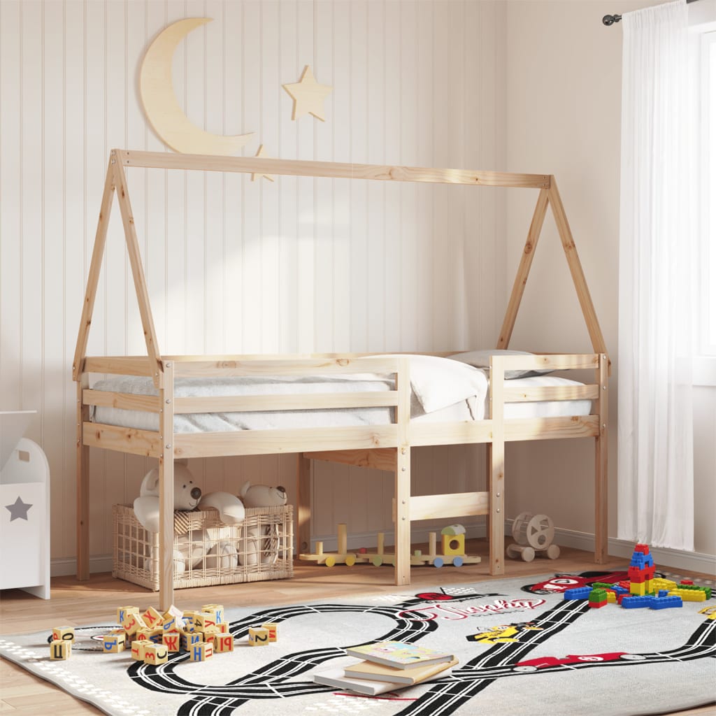 Lit haut sans matelas 75x190 cm bois de pin massif - XIOS