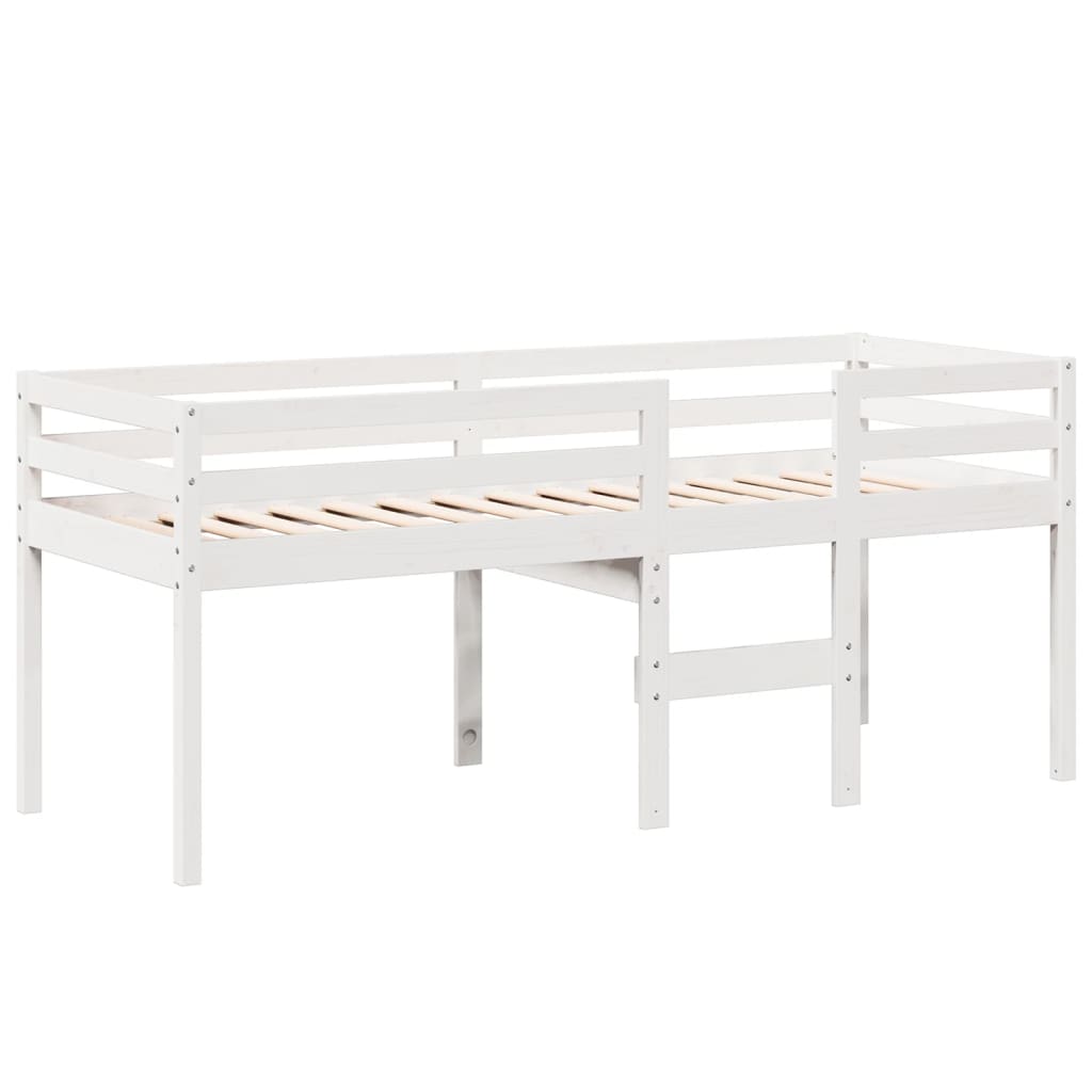 Lit haut sans matelas blanc 75x190 cm bois de pin massif - XIOS
