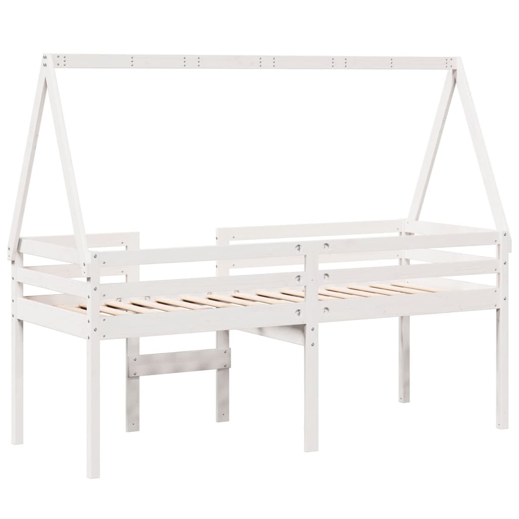 Lit haut sans matelas blanc 75x190 cm bois de pin massif - XIOS