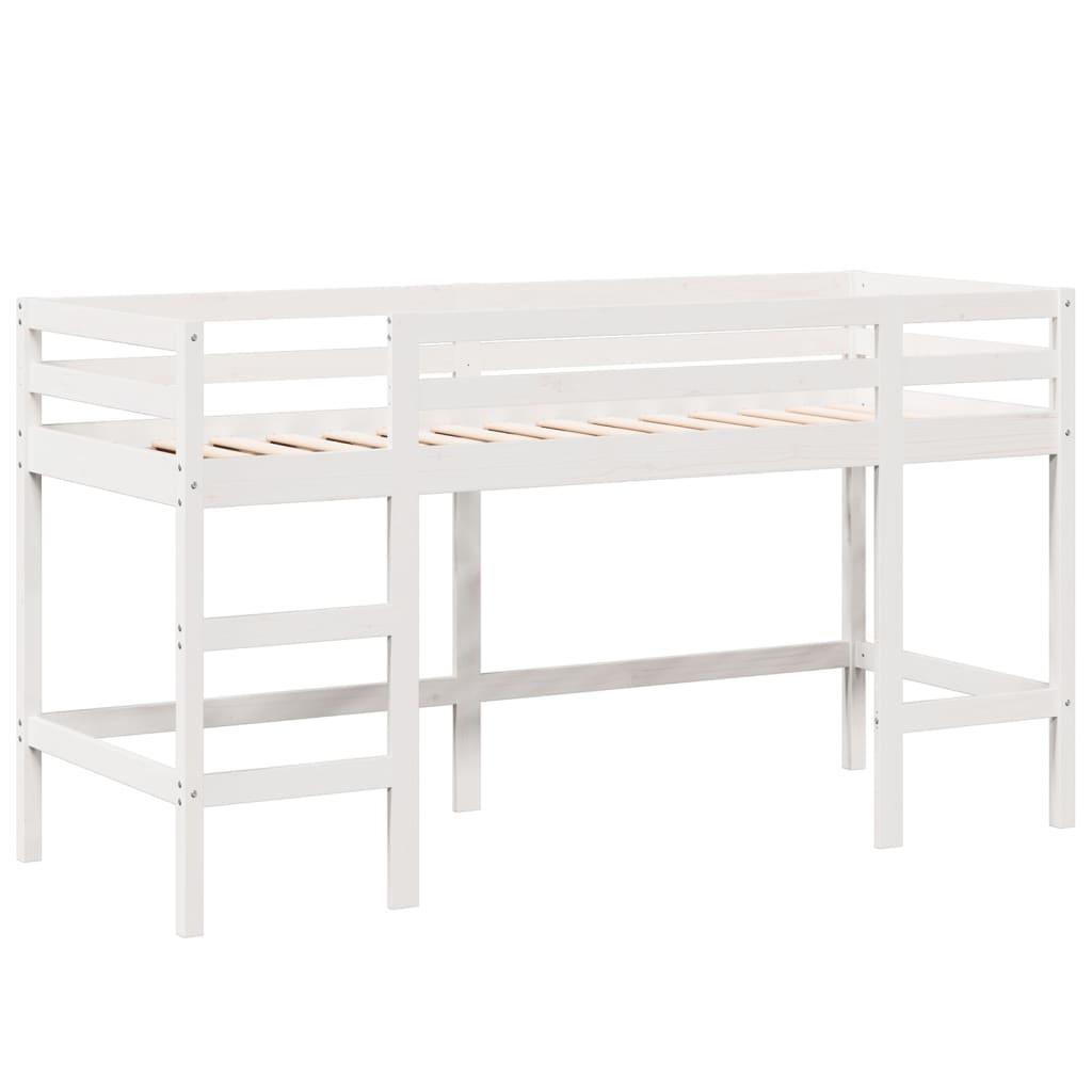 Lit superposé avec échelle et toit sans matelas blanc 90x190 cm - XIOS