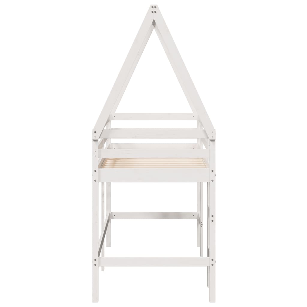 Lit superposé avec échelle et toit sans matelas blanc 90x190 cm - XIOS