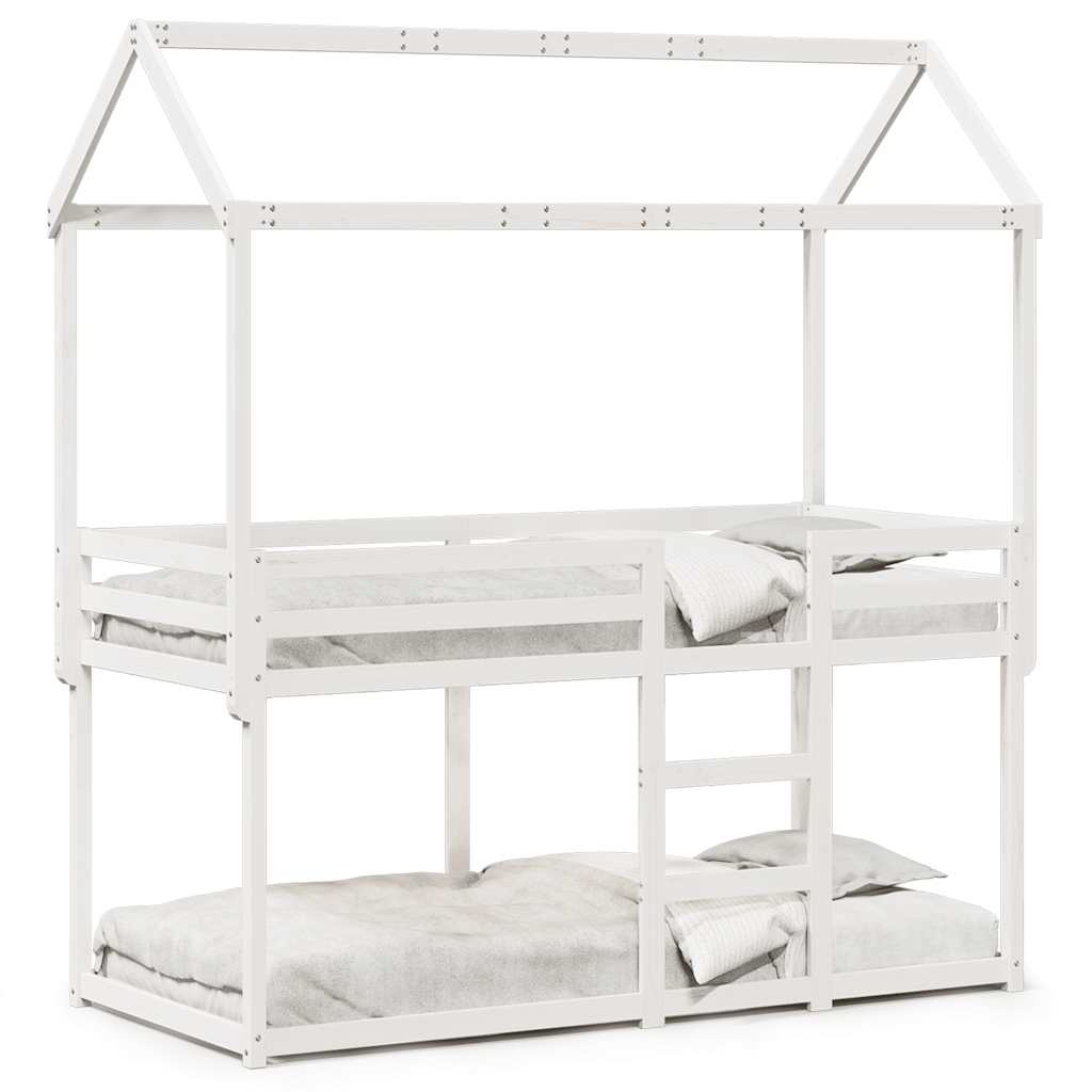 Lit superposé sans matelas blanc 90x200 cm bois de pin massif - XIOS