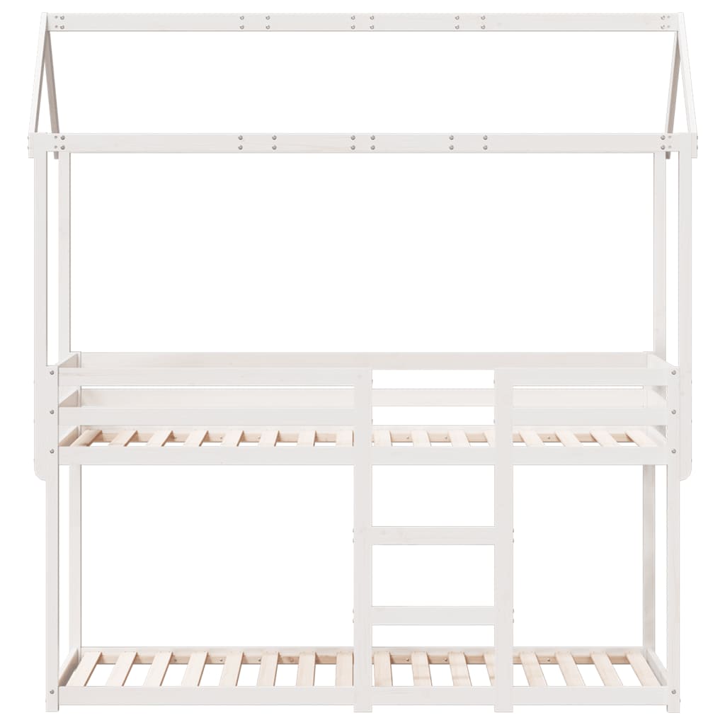 Lit superposé sans matelas blanc 90x200 cm bois de pin massif - XIOS