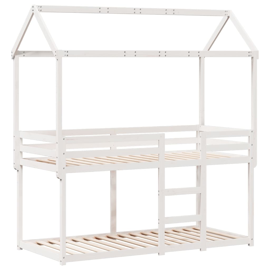 Lit superposé sans matelas blanc 80x200 cm bois de pin massif - XIOS