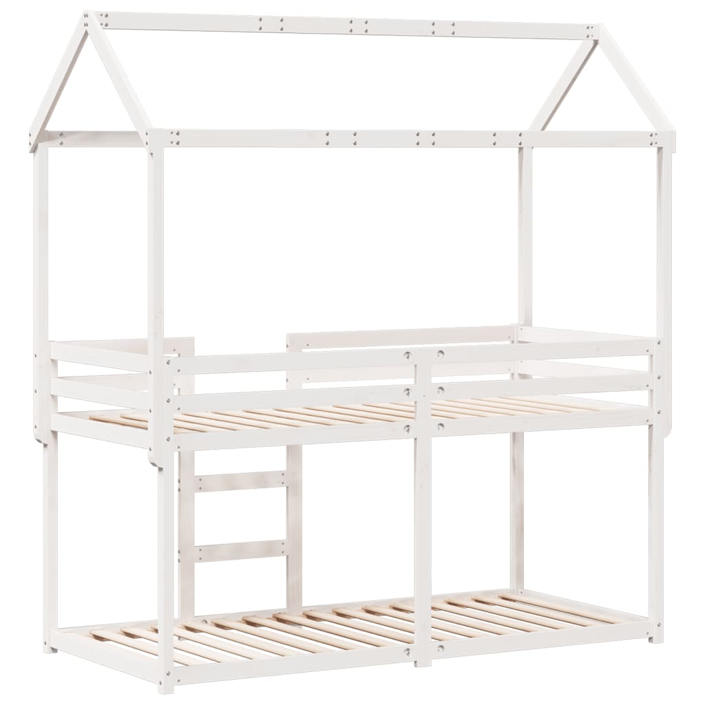 Lit superposé sans matelas blanc 80x200 cm bois de pin massif - XIOS