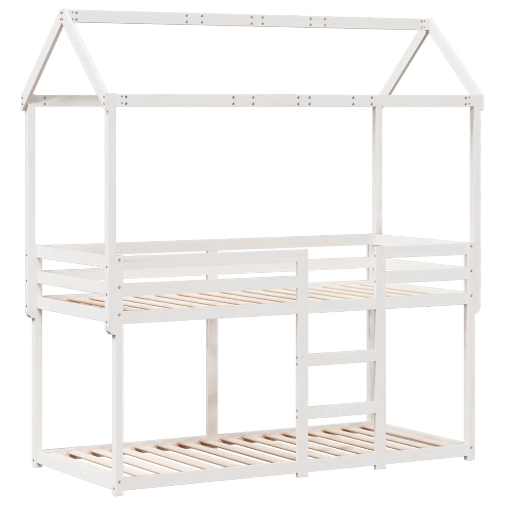 Lit superposé sans matelas blanc 75x190 cm bois de pin massif