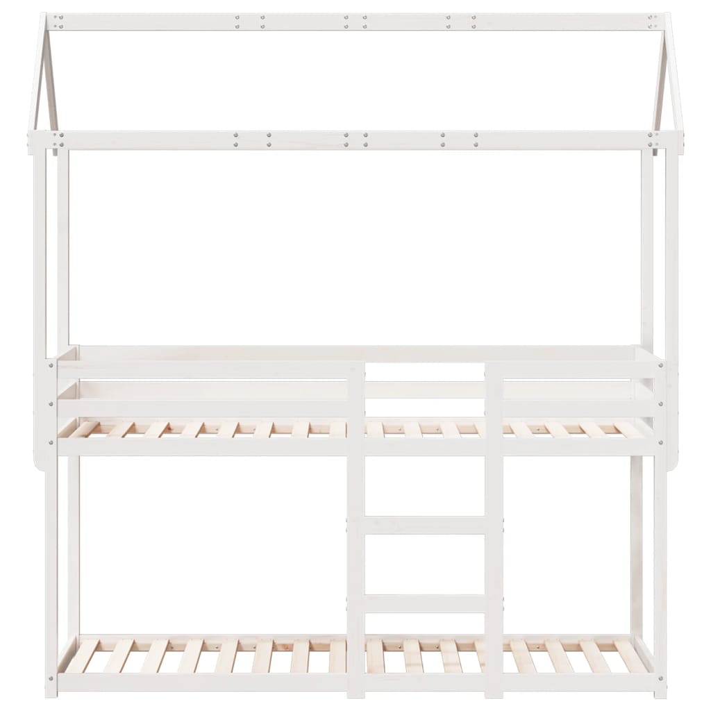 Lit superposé sans matelas blanc 75x190 cm bois de pin massif
