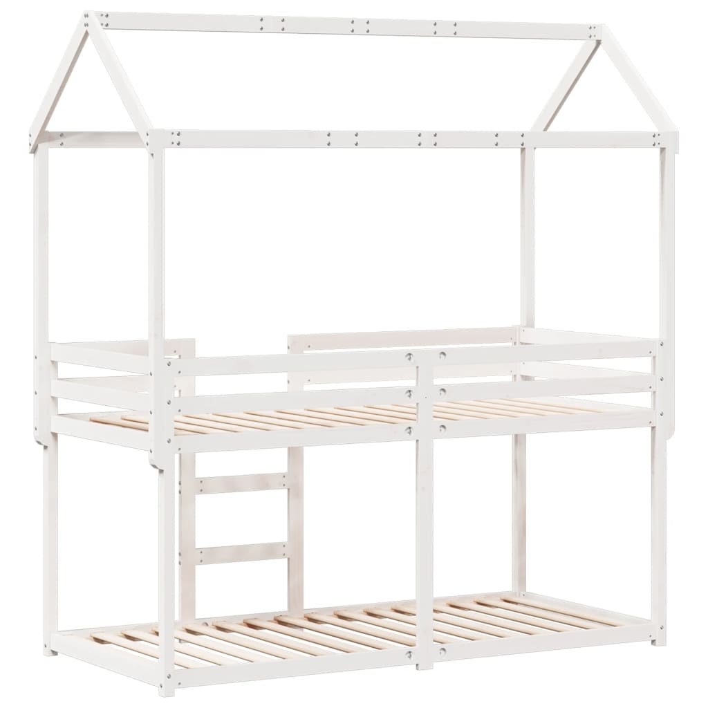 Lit superposé sans matelas blanc 75x190 cm bois de pin massif