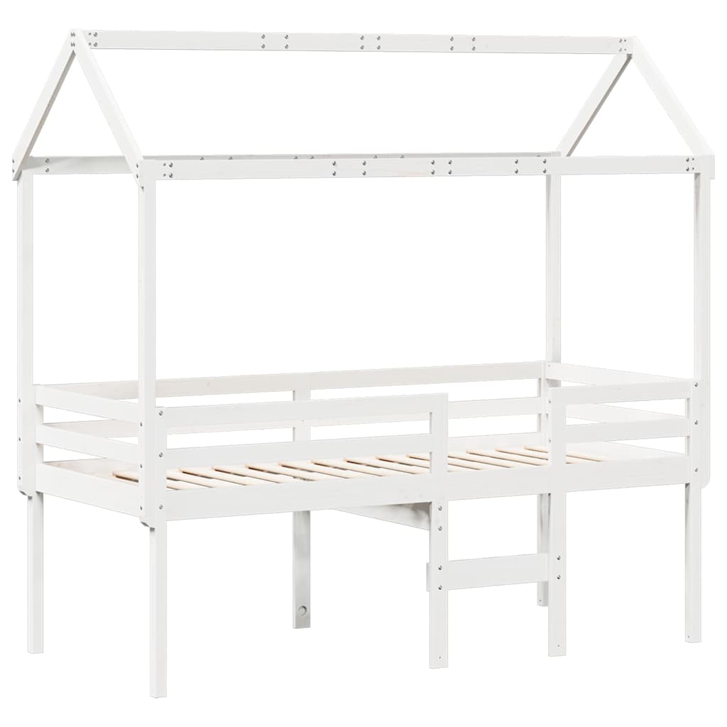 Lit haut sans matelas blanc 80x200 cm bois de pin massif - XIOS