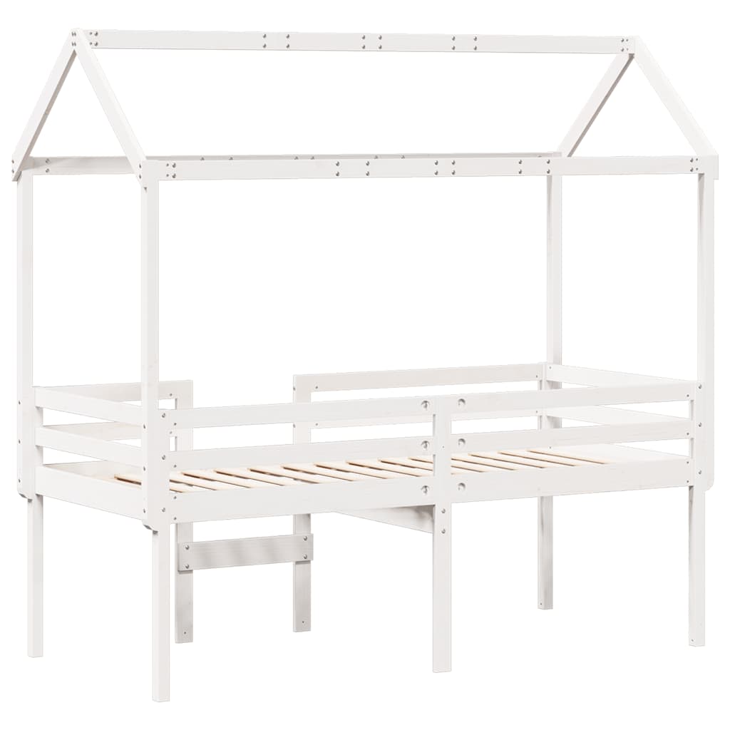 Lit haut sans matelas blanc 80x200 cm bois de pin massif - XIOS