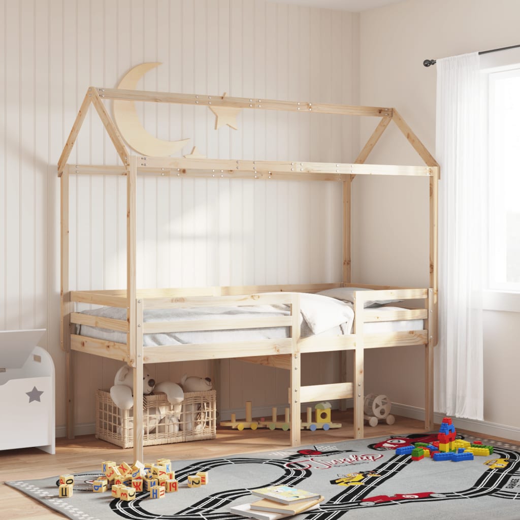Lit haut sans matelas 90x190 cm bois de pin massif - XIOS