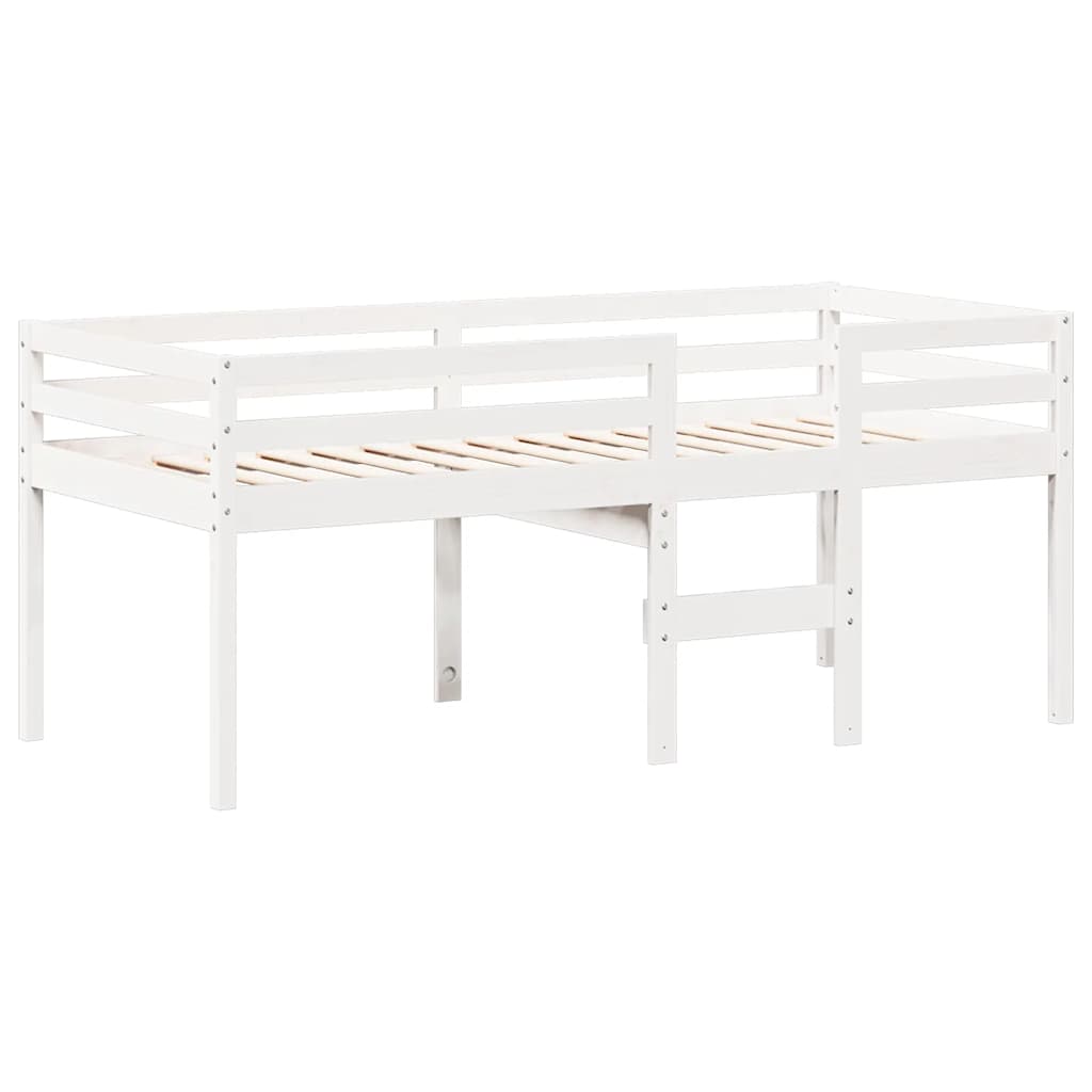 Lit haut sans matelas blanc 75x190 cm bois de pin massif - XIOS