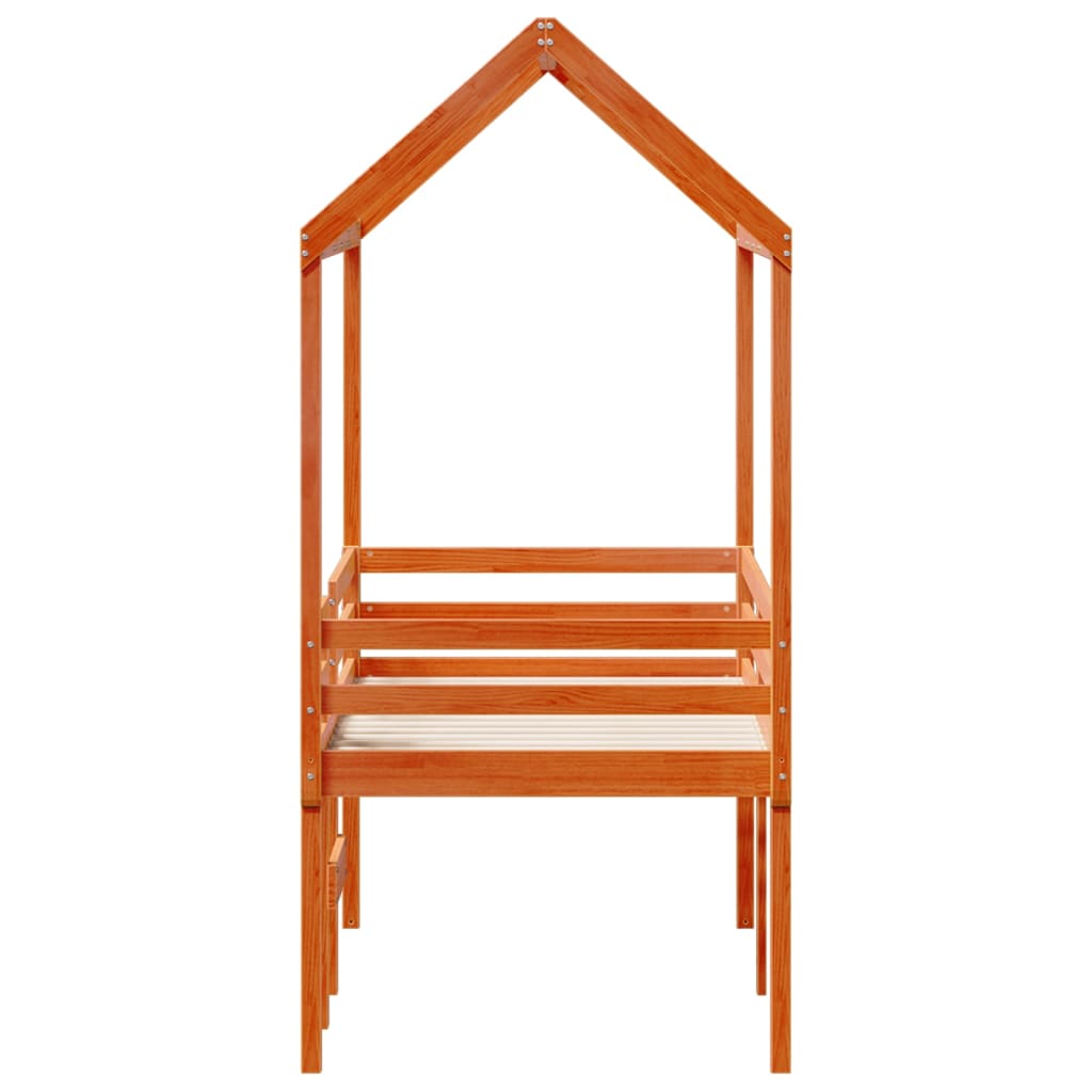 Lit haut sans matelas cire marron 75x190 cm bois de pin massif - XIOS