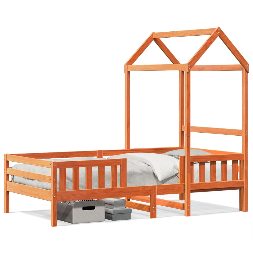 Cadre de lit avec toit sans matelas cire marron 90x200 cm - XIOS