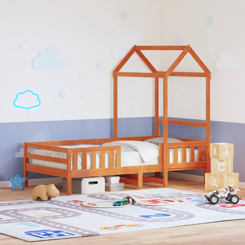 Cadre de lit avec toit sans matelas cire marron 80x200 cm - XIOS