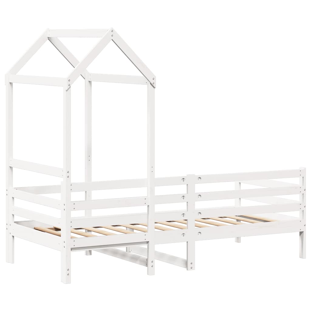 Lit de jour avec toit sans matelas blanc 80x200 cm bois massif - XIOS