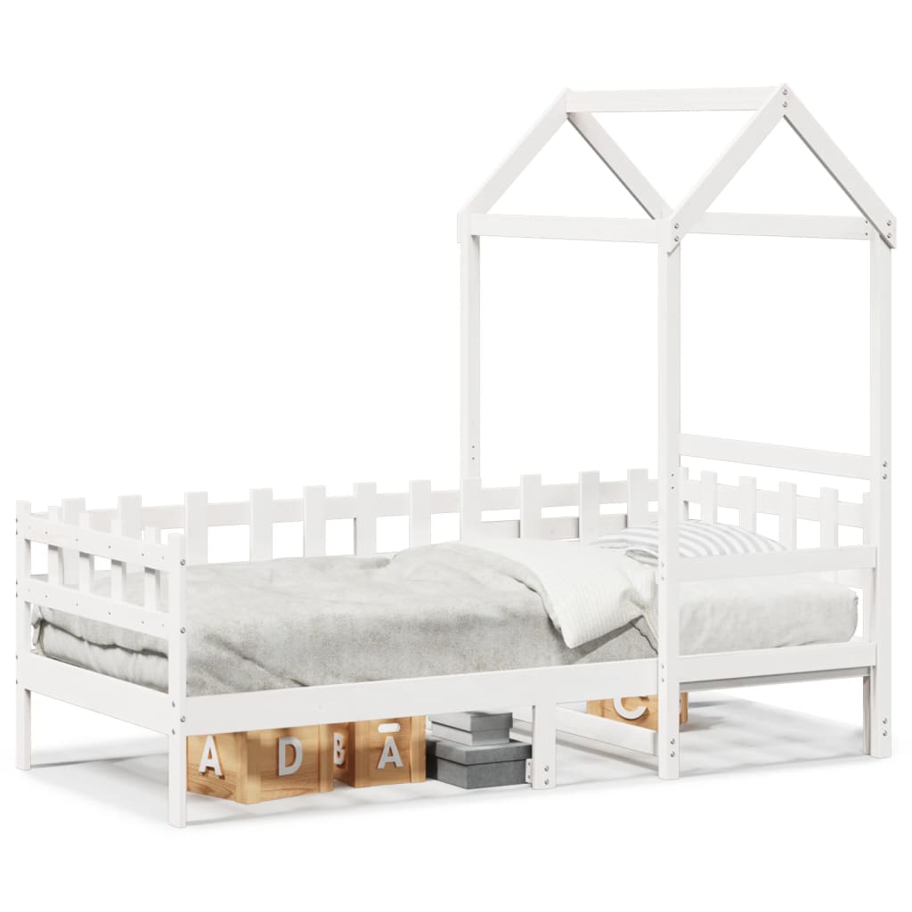 Lit de jour avec toit sans matelas blanc 80x200 cm bois massif - XIOS