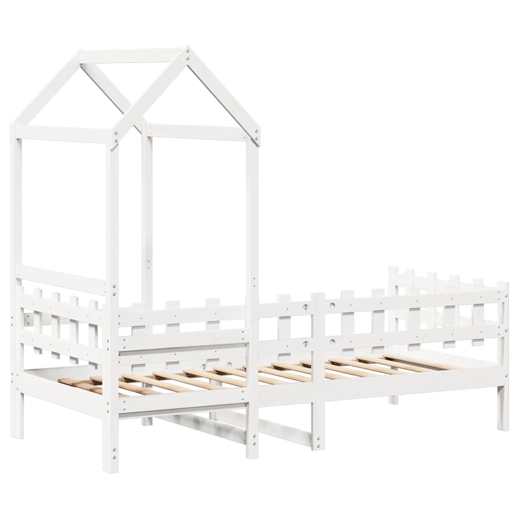 Lit de jour avec toit sans matelas blanc 80x200 cm bois massif - XIOS