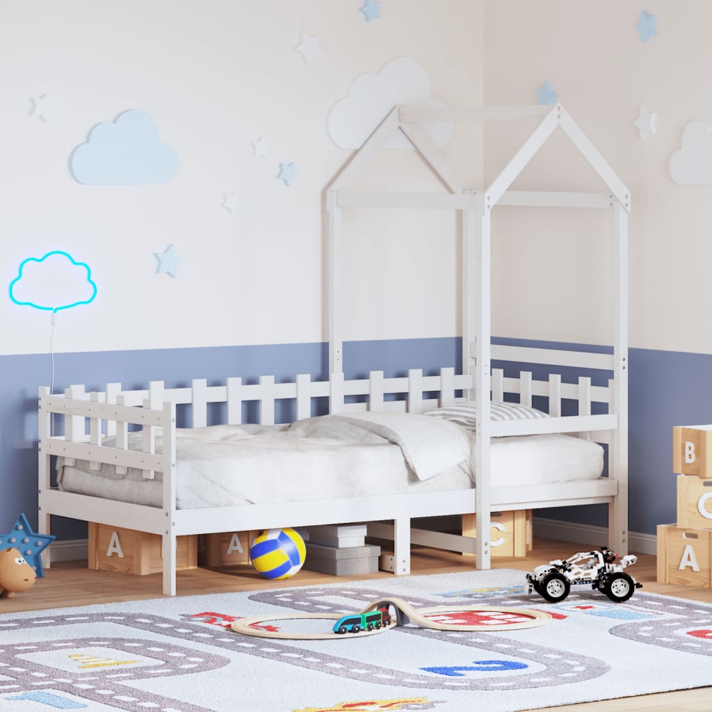 Lit de jour avec toit sans matelas blanc 80x200 cm bois massif - XIOS