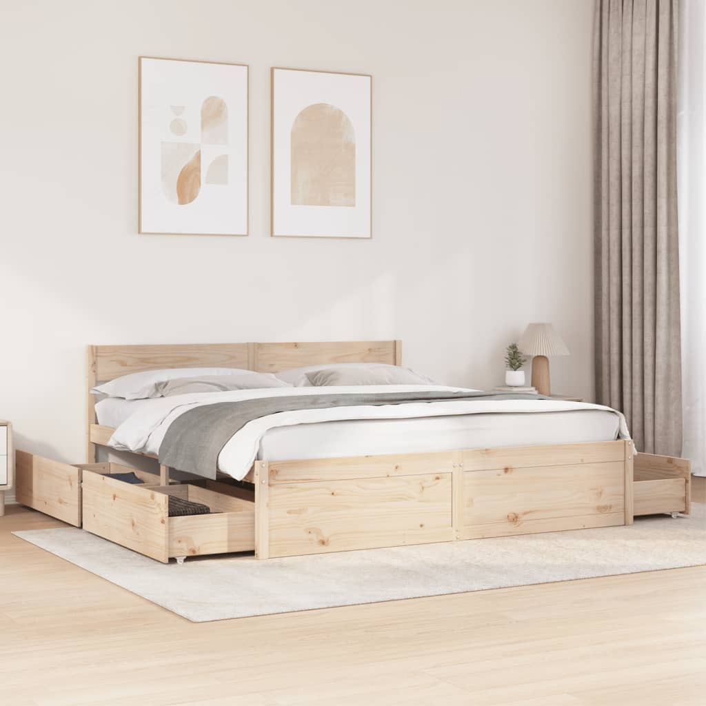 Cadre de lit sans matelas 200x200 cm bois massif de pin - XIOS