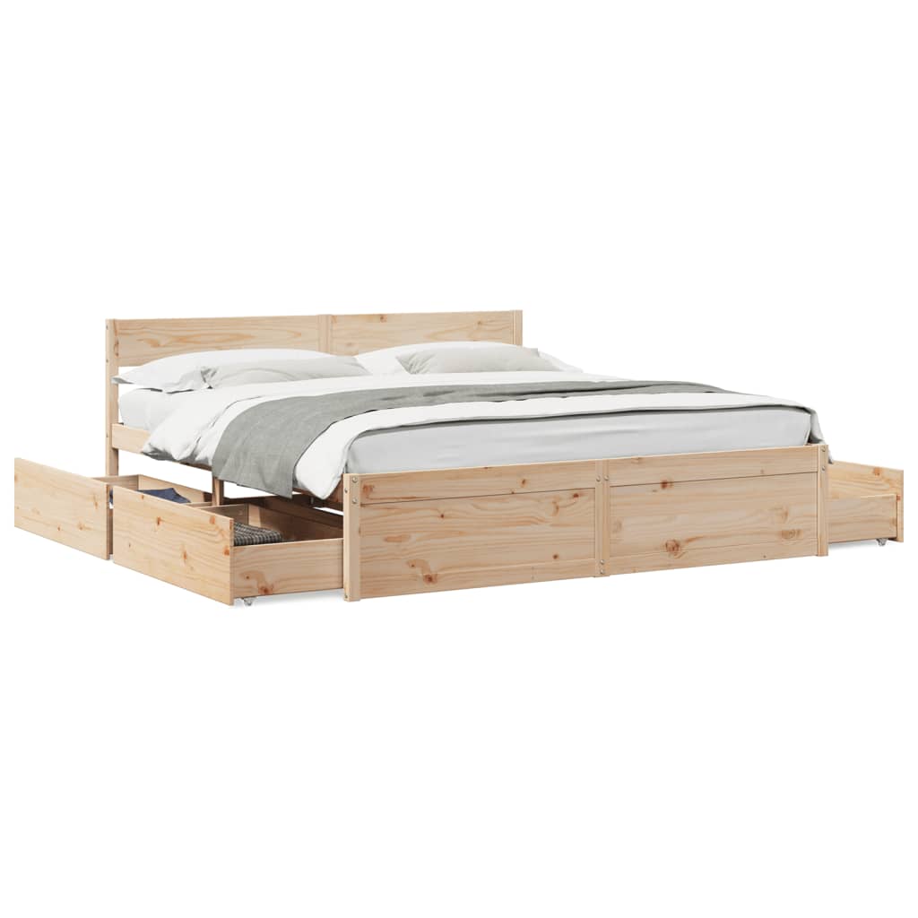 Cadre de lit sans matelas 180x200 cm bois massif de pin - XIOS