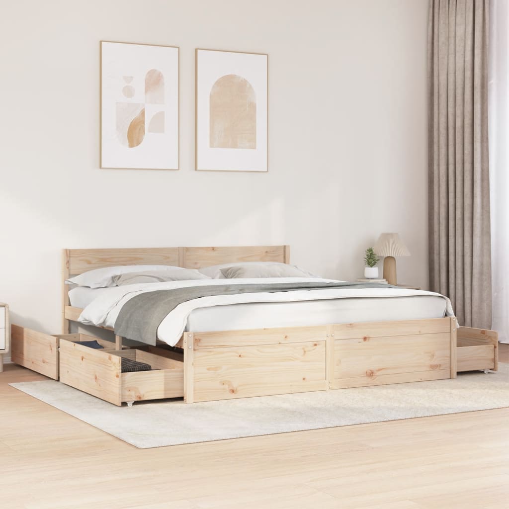 Cadre de lit sans matelas 180x200 cm bois massif de pin - XIOS