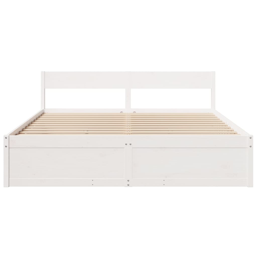 Cadre de lit sans matelas blanc 180x200 cm bois massif de pin - XIOS