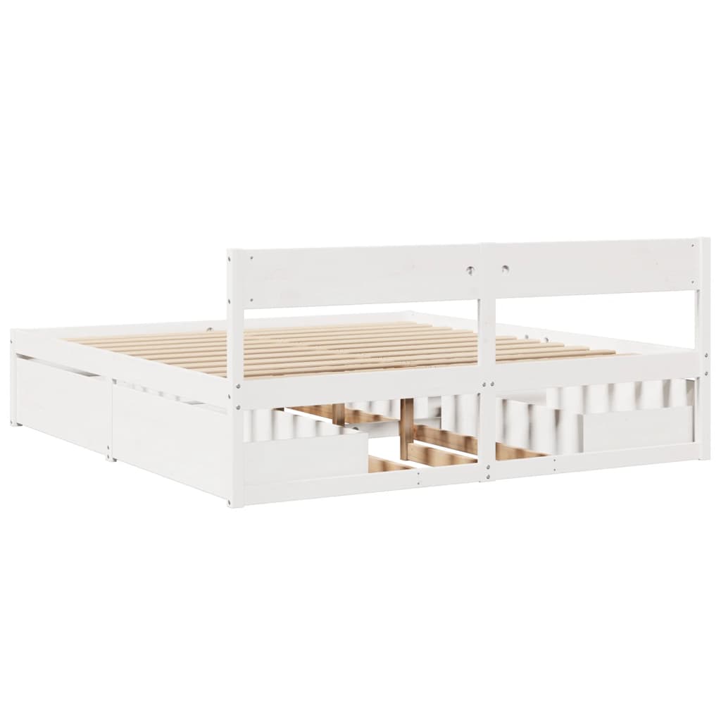 Cadre de lit sans matelas blanc 180x200 cm bois massif de pin - XIOS