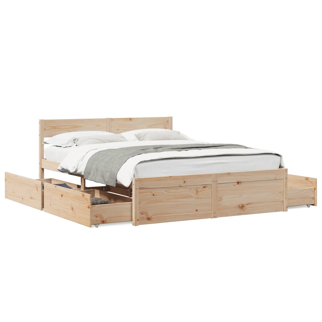 Cadre de lit sans matelas 160x200 cm bois massif de pin - XIOS