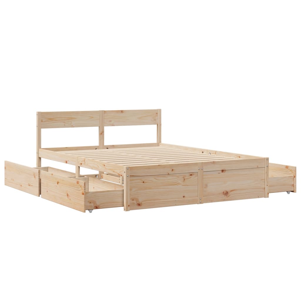 Cadre de lit sans matelas 160x200 cm bois massif de pin - XIOS