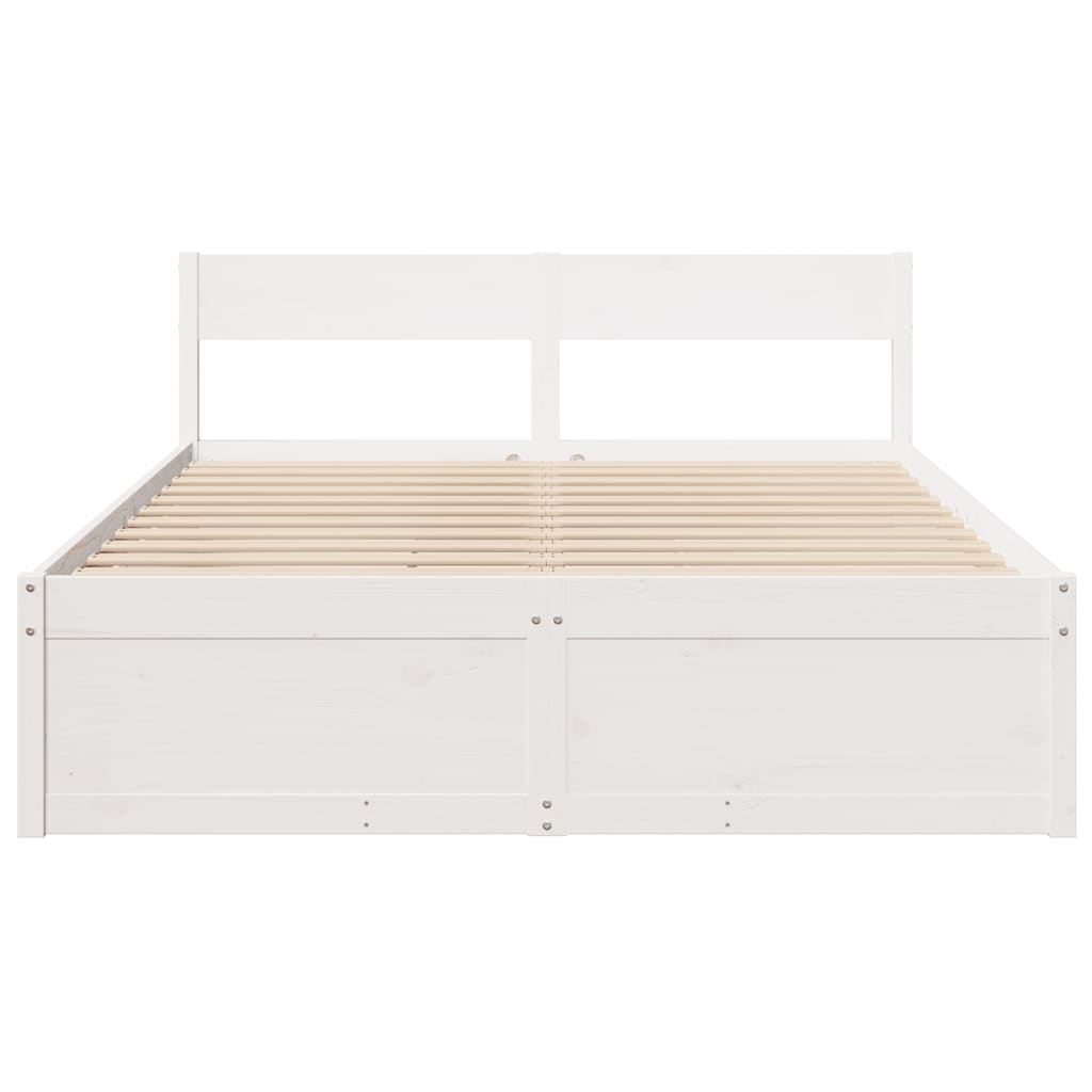 Cadre de lit sans matelas blanc 160x200 cm bois de pin massif - XIOS