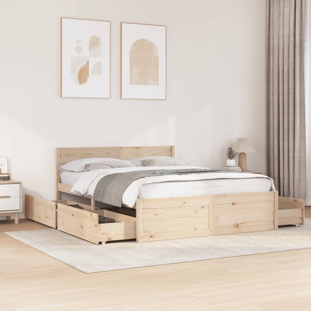 Cadre de lit sans matelas 150x200 cm bois de pin massif - XIOS