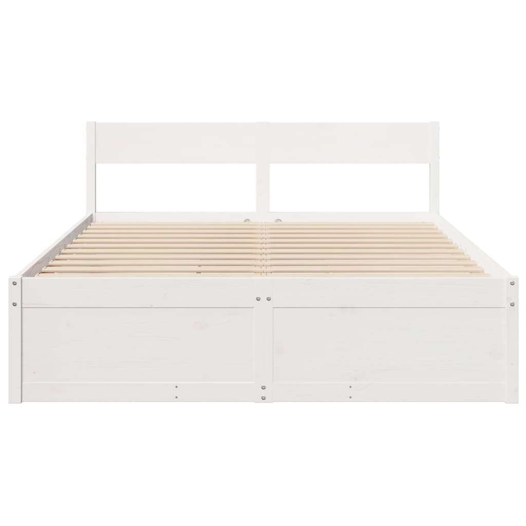 Cadre de lit sans matelas blanc 150x200 cm bois de pin massif - XIOS