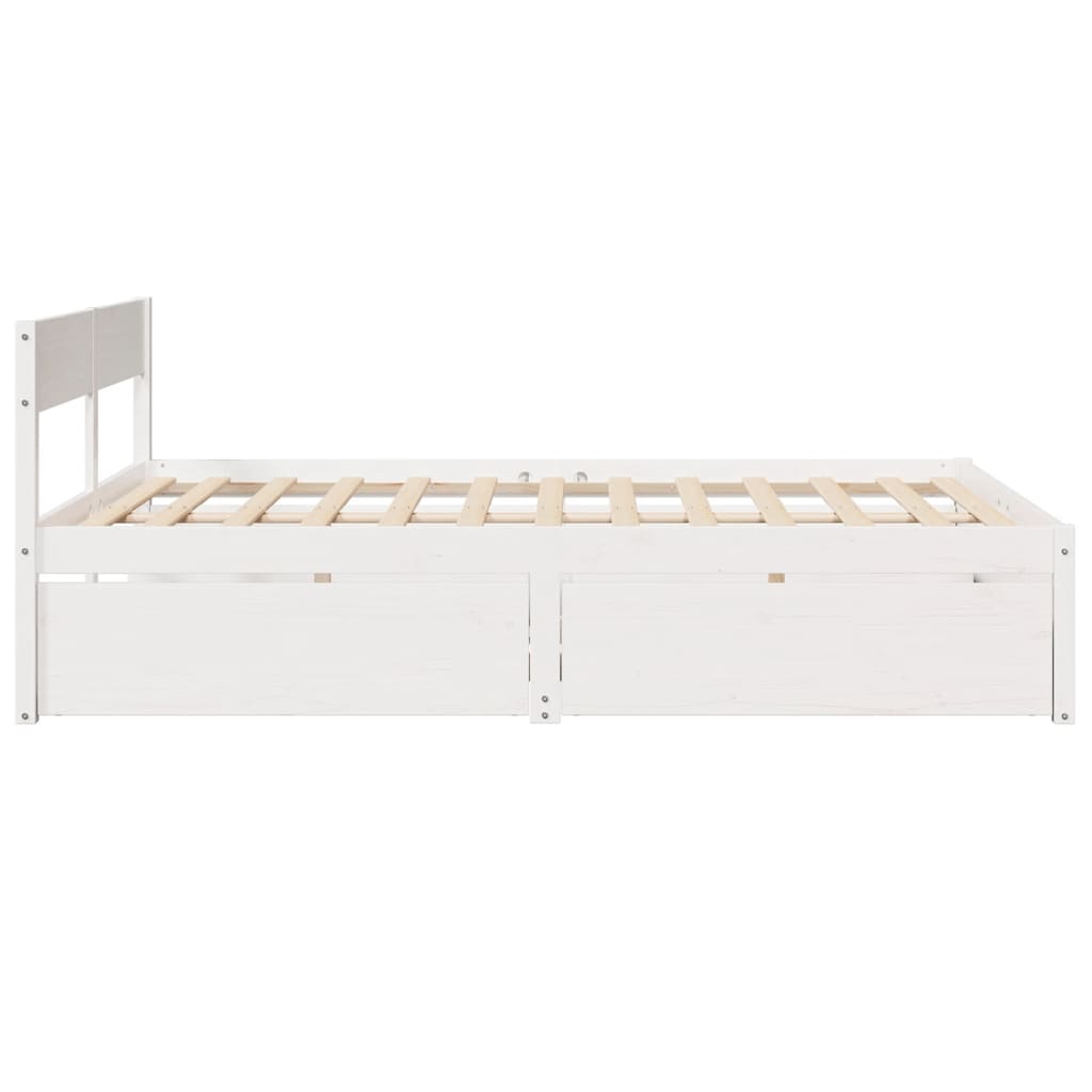 Cadre de lit sans matelas blanc 140x200 cm bois de pin massif - XIOS