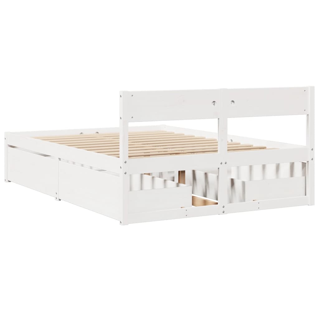 Cadre de lit sans matelas blanc 120x200 cm bois de pin massif - XIOS