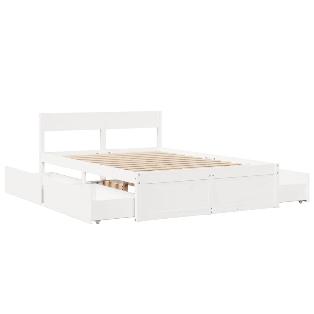 Cadre de lit sans matelas blanc 120x200 cm bois de pin massif - XIOS