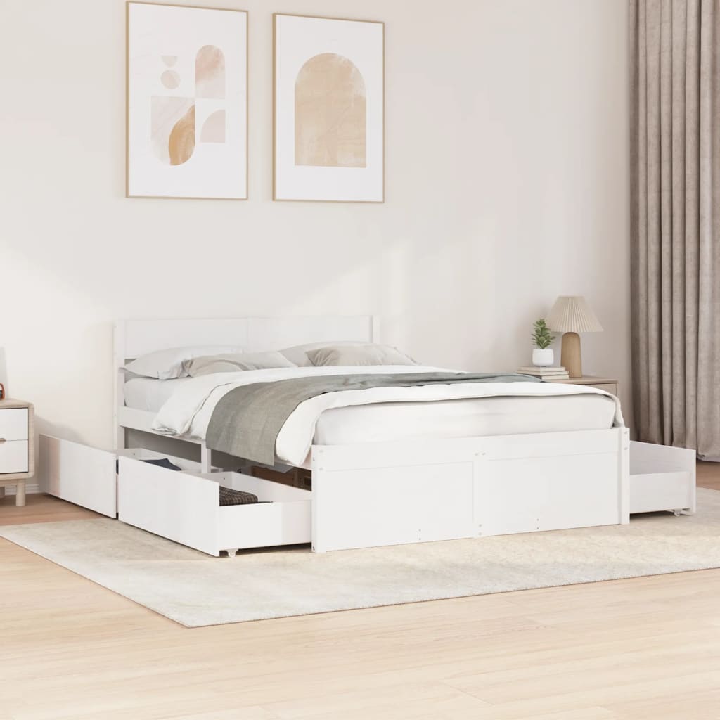 Cadre de lit sans matelas blanc 120x200 cm bois de pin massif - XIOS