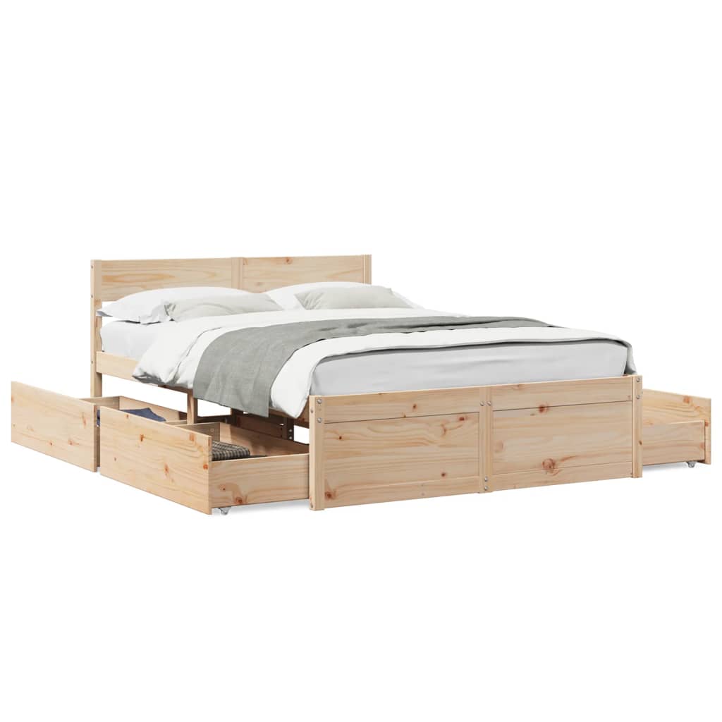 Cadre de lit sans matelas 140x190 cm bois de pin massif - XIOS