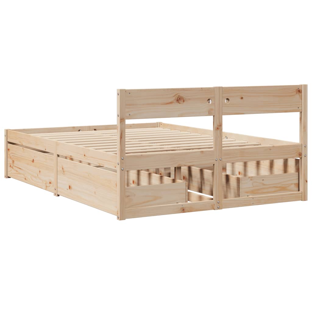 Cadre de lit sans matelas 140x190 cm bois de pin massif - XIOS
