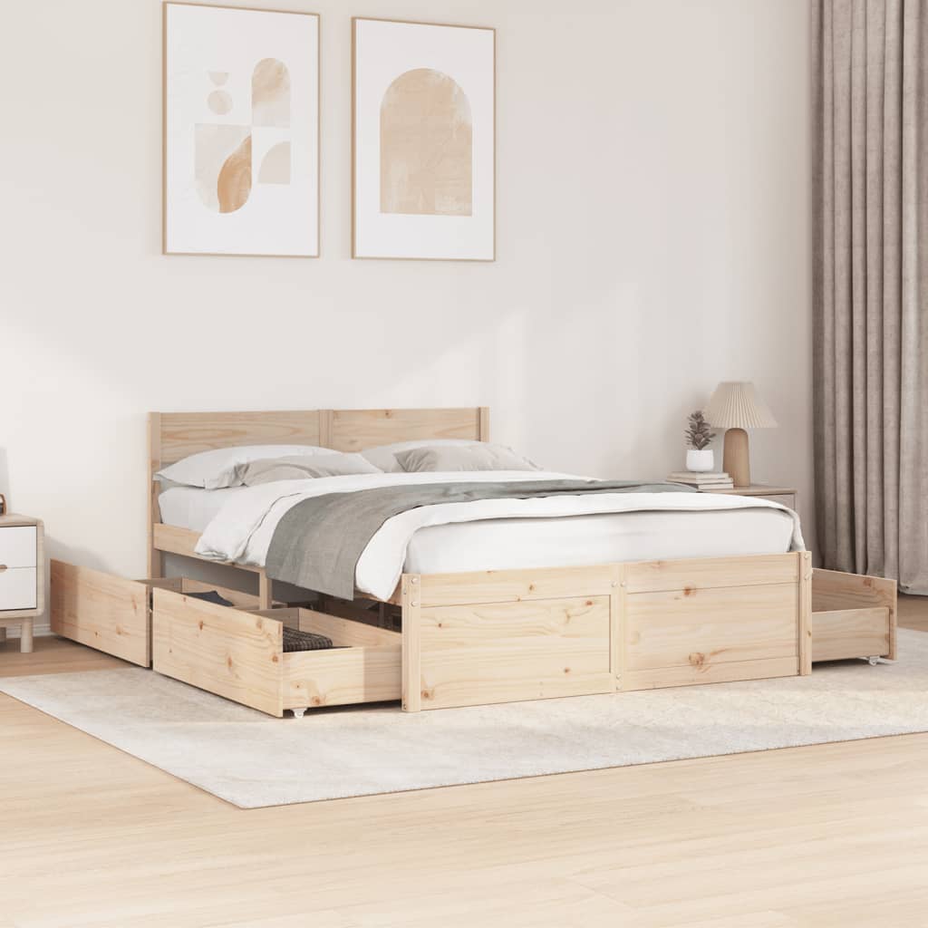 Cadre de lit sans matelas 140x190 cm bois de pin massif - XIOS