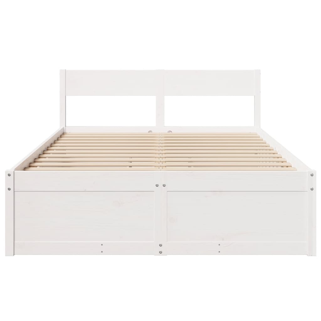 Cadre de lit sans matelas blanc 140x190 cm bois de pin massif - XIOS