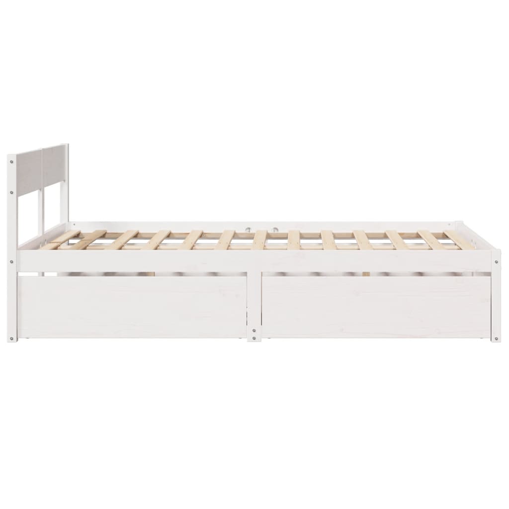 Cadre de lit sans matelas blanc 140x190 cm bois de pin massif - XIOS