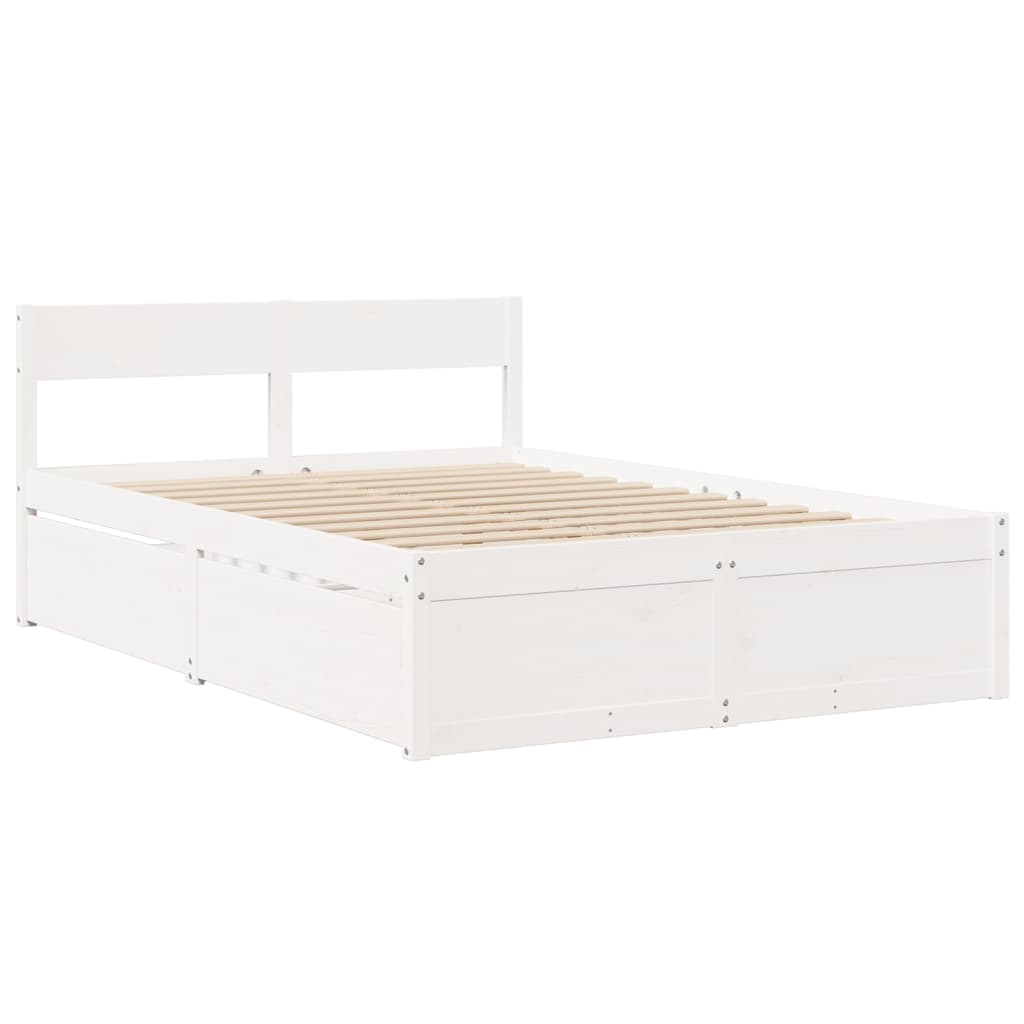 Cadre de lit sans matelas blanc 120x190 cm bois de pin massif - XIOS