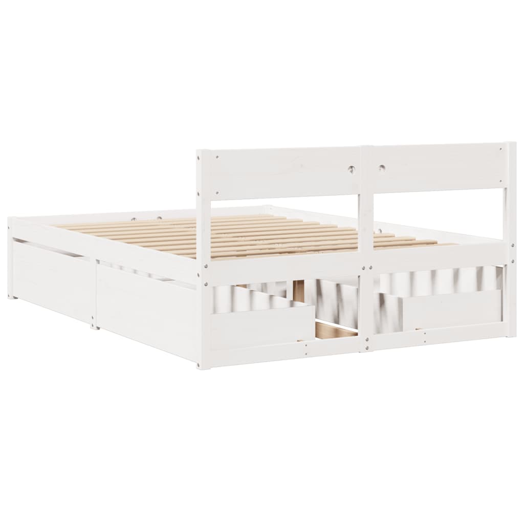 Cadre de lit sans matelas blanc 120x190 cm bois de pin massif - XIOS